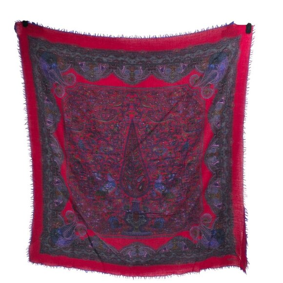 Fendi Red & Purple Wool Scarf Made In Italy - Picture 1 of 4